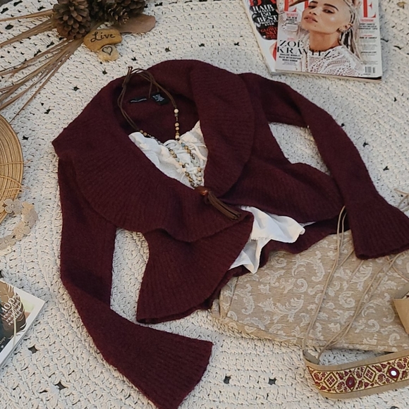 MAROON SIZE SM LONG SLEEVES SWEATER BRAND MODA - Picture 10 of 16